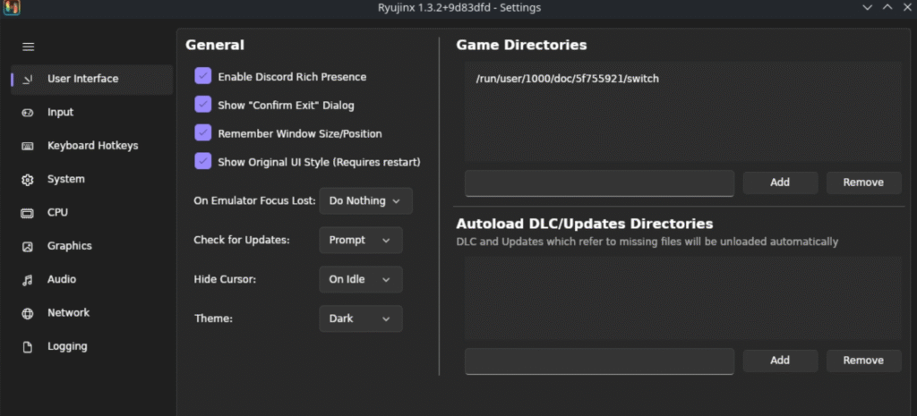 Configuracion ryujinx en steam deck