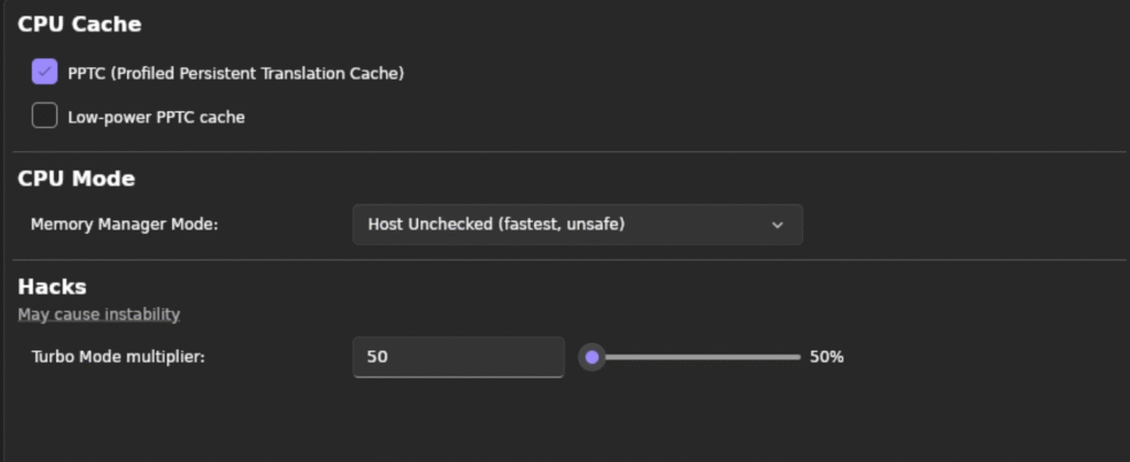 configuracion cpu